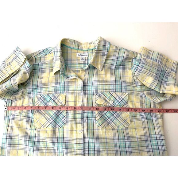 Croft & Barrow Women Plaid Button-Up Shirt Size L - Picture 5 of 8